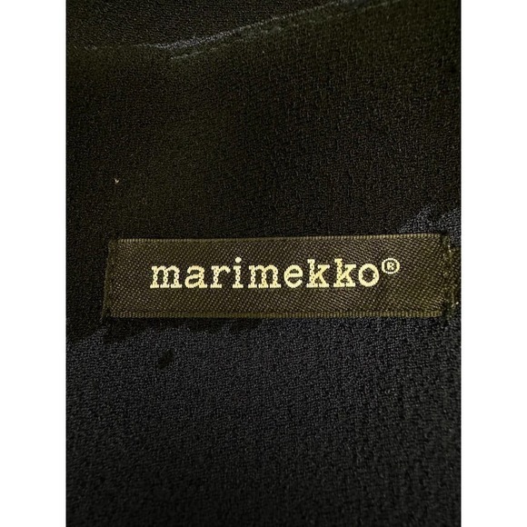 Marimekko Jada Blue Black Polka Dot Top Blouse Size 42 Medium Triacetate Zip - Picture 5 of 7